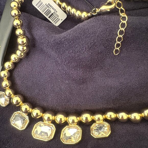 Aqua Gold Large Rhinestone Necklace NWT - Picture 5 of 12